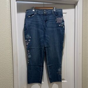 Style & Co. Blue Floral Embroidered Boyfriend Jeans